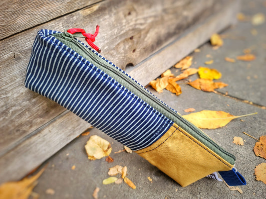 Hickory Stripe Denim Hurry! Bag - Sally Forth Supply Co.